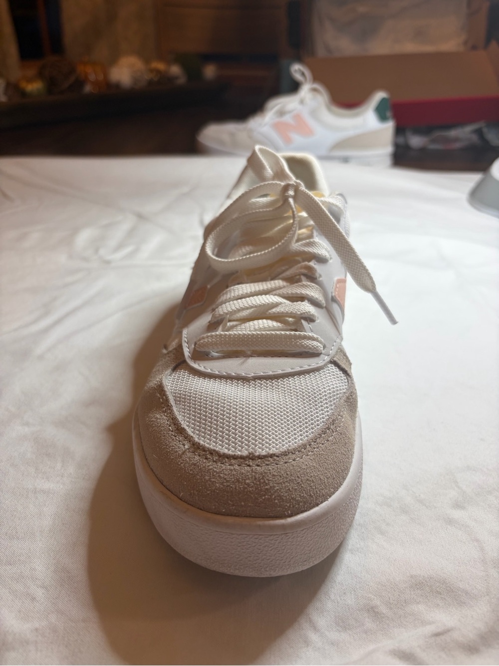 New Balance Women's Sneakers in Cream with Blush Accent